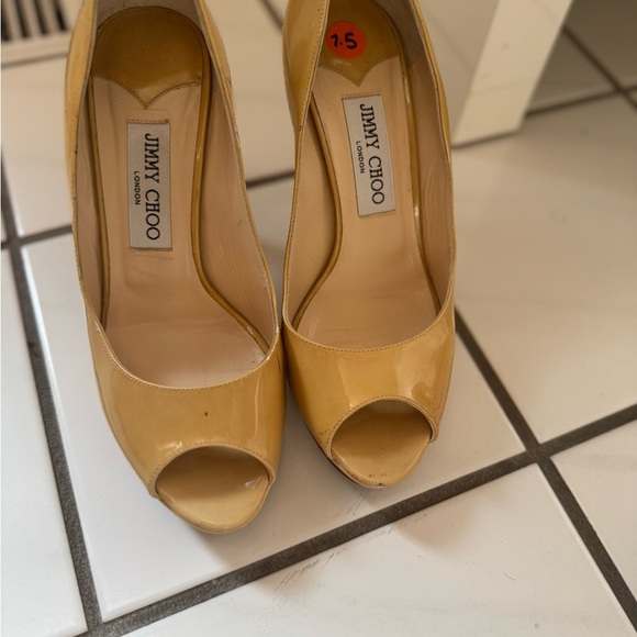 Jimmy Choo Peep Toe Tan leather heels - Picture 12 of 16